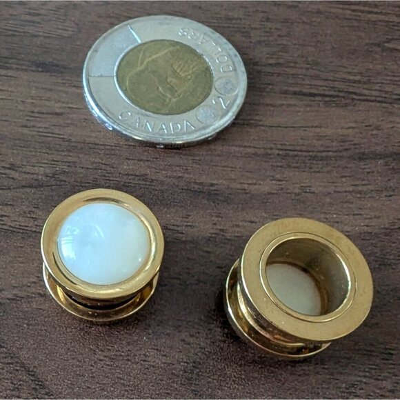 Jewelry - Gold Stainless Steel ½” Plugs with Pearlescent Front and Screw Back
